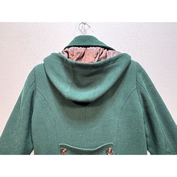 Calvin Klein Women's Wool Hooded Winter Coat Long Sleeve Sz 4 Sea Green Full Zip - Picture 12 of 14